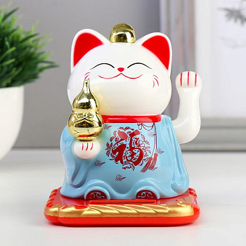 Маятник настольный антистресс «Кот баюн с иероглифами карьера, решимость, долголетие», пластик, 9.5×9.5×8.3 см