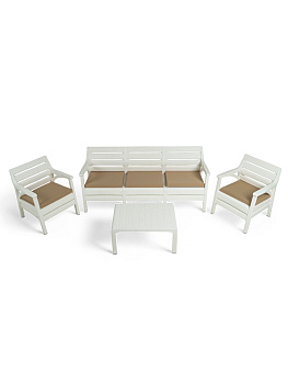Набор садовой мебели «Евпатория»: 2 кресла, стол, трёхместный диван, белый