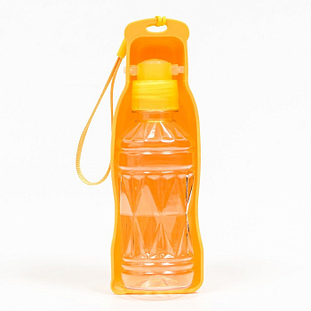 Автопоилка прогулочная с фигурной бутылочкой, 250 мл, пластик, жёлтая