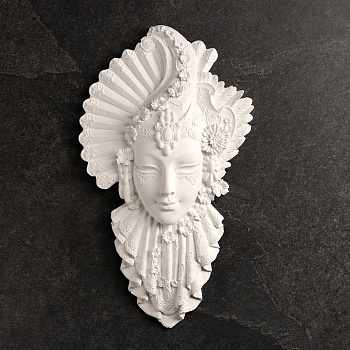 Венецианская маска «Девушка», панно под роспись, гипс, 30 см
