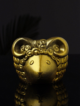 Декоративное кашпо для цветов «Баран», 12×10×7 см, гипс, золотистый