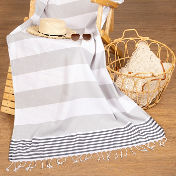 Полотенце - пештемаль пляжное «Фортуна», 100×180 см, хлопок 100%, серое