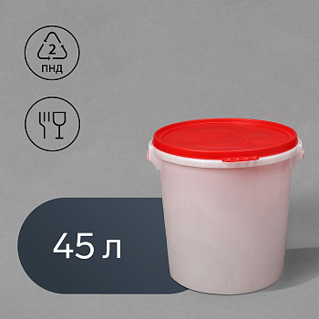 Бак пищевой «Для солений», 45 л, пластиковый, с герметичной крышкой, МИКС