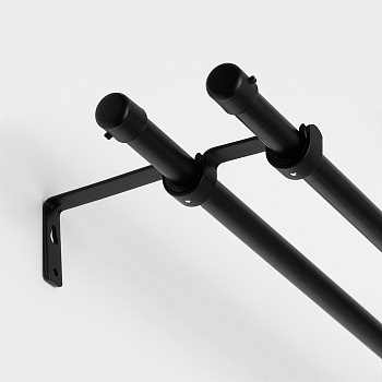 Карниз двухрядный кованый, 160-300 см, телескопический, металл, чёрный