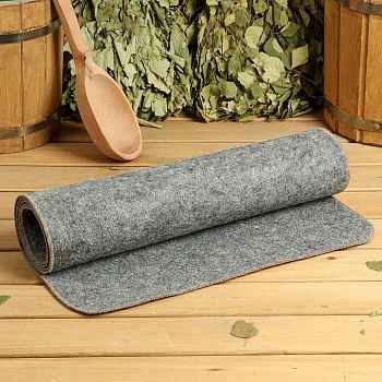 Коврик - лежак для бани и сауны «С лёгким паром», шерсть, полиэстер, серый, «Добропаровъ»