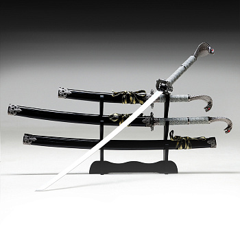 Макет оружия «Сувенирные катаны на подставке 3в1. Кобра», подарочный набор, 105 см, 85 см, 60 см