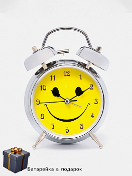 Будильник «Смайл», циферблат d=11.5 см, с подсветкой, от батареек 1хАА, хром
