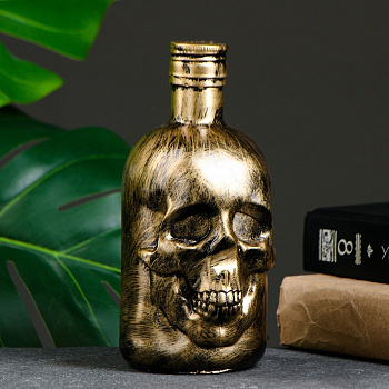 Копилка для денег «Бутылка череп античная», гипс,