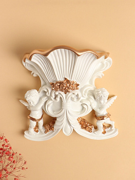 Декор настенный-ваза, панно TAKE IT EASY «Ангелочки», 20.5 см × 22.5, белая с золотом