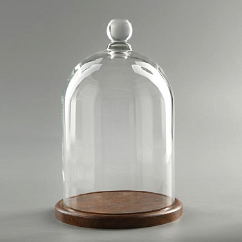 Стеклянный купол - клош с шариком на подставке «Родрик», 27×17 см, стекло, коричневый