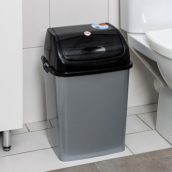 Ведро для мусора «Камелия», 18 л, серебристый перламутр, чёрное