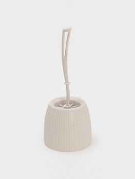 Ёршик для унитаза «Вязаное плетение», 15×15×37 см, с подставкой, бежевый