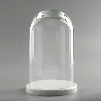 Стеклянный купол - клош на деревянной подставке «Венсан», 25×15 см, белый