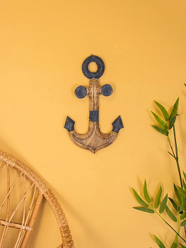 Декор интерьерный «Якорь», 23×2×40 см, дерево, сине-коричневый