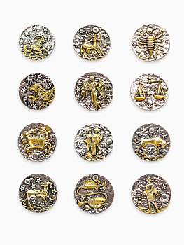 Значок «Знаки зодиака» ассорти, золото в серебре