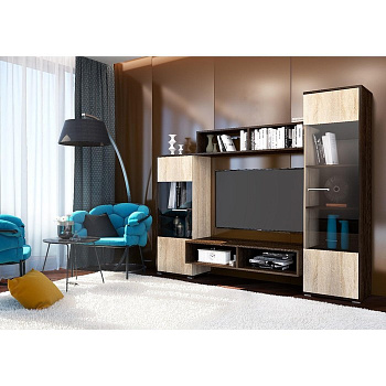 Гостиная «РИО», 2000×1642×446 мм, цвет кантерберри/дуб сонома