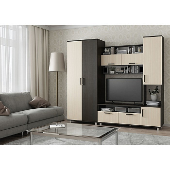 Гостиная «София-3», 2000×2200×500 мм, цвет венге/дуб молочный