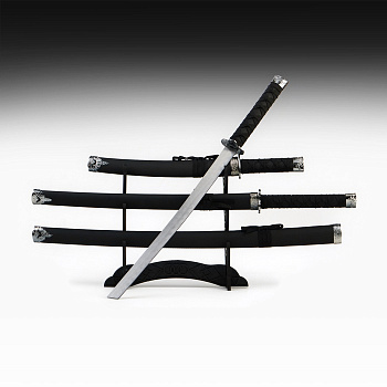 Макет оружия «Сувенирные катаны на подставке 3в1. Классик», подарочный набор, ножны кожзам, чёрный, 47 см; 70 см; 89 см