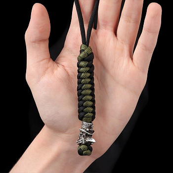 Брелок - темляк для ножа «Чумной доктор» из паракорда, 16 см, чёрно-зелёный