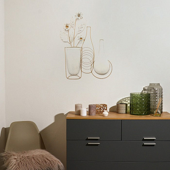 Декор настенный, панно металл «Вазы с цветами», 52×4.5×69 см