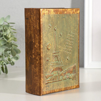 Шкатулка - книга «Эйфелева башня», дерево, искусственная кожа, тиснение, 16.5×11.2×5 см