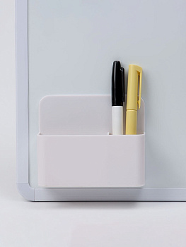 Магнитная универсальная подставка для маркеров и губок «Двойная», белого цвета 4×12×10 см