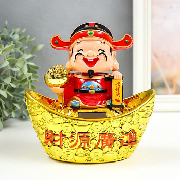 Маятник настольный антистресс «Гуань-ди в лодке», от солнечной батареи, пластик, 9×16.5×16.5 см