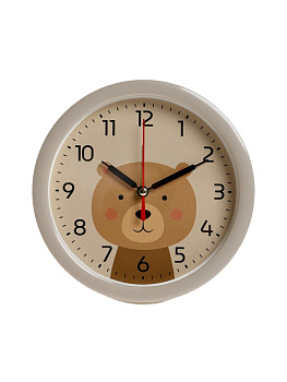 Будильник «Медвежонок», плавный ход, d=15 см, бежевый