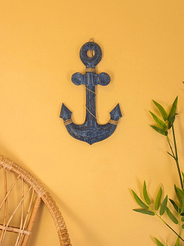 Декор интерьерный «Якорь», 23×2×40 см, дерево, синий