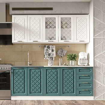 Кухня прямая «Агава», со столешницей, 2000×600 мм, цвет акация белая/моренга