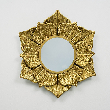 Декор настенный с зеркалом «Цветок с тиснением», панно металл под золото, 69×79×7 см
