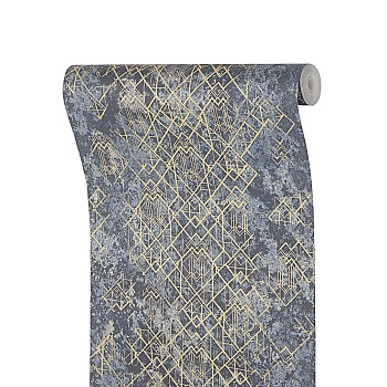 Бумажные обои для стены «Гэтсби 1075-10», 0.53×10.05 м, цвет синий/золотистый