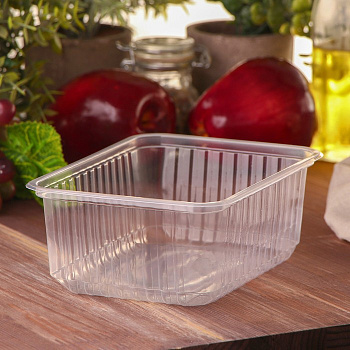 Контейнер одноразовый «Южуралпак», КР-179, пластик, 1 л, 17.9×13.2×7 см, прозрачный