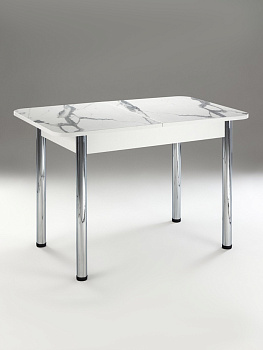 Стол кухонный раздвижной, 1100(1500)×700×775 мм, цвет белый/мрамор белый