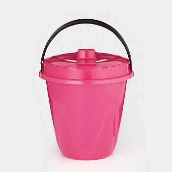 Ведро с крышкой «Лайт», 5 л, d=23.4 см, h=24 см, пластик, розовое