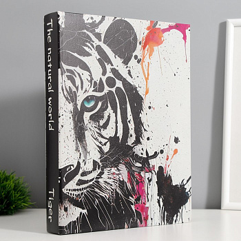Шкатулка - книга «Мир природы. Белый тигр», дерево, искусственная кожа, 28.5×22×4 см