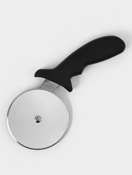 Нож для пиццы и теста Доляна, 23.5 см, d=10 см, толщина лезвия 1 мм, чёрный