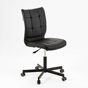 Кресло офисное «Бюрократ» Leather Black CH-330M, без подлокотников, на колёсиках, экокожа, цвет чёрный